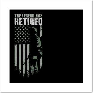 The Legend Has Retired T-shirt Funny Army Retirement Vintage Gift Posters and Art